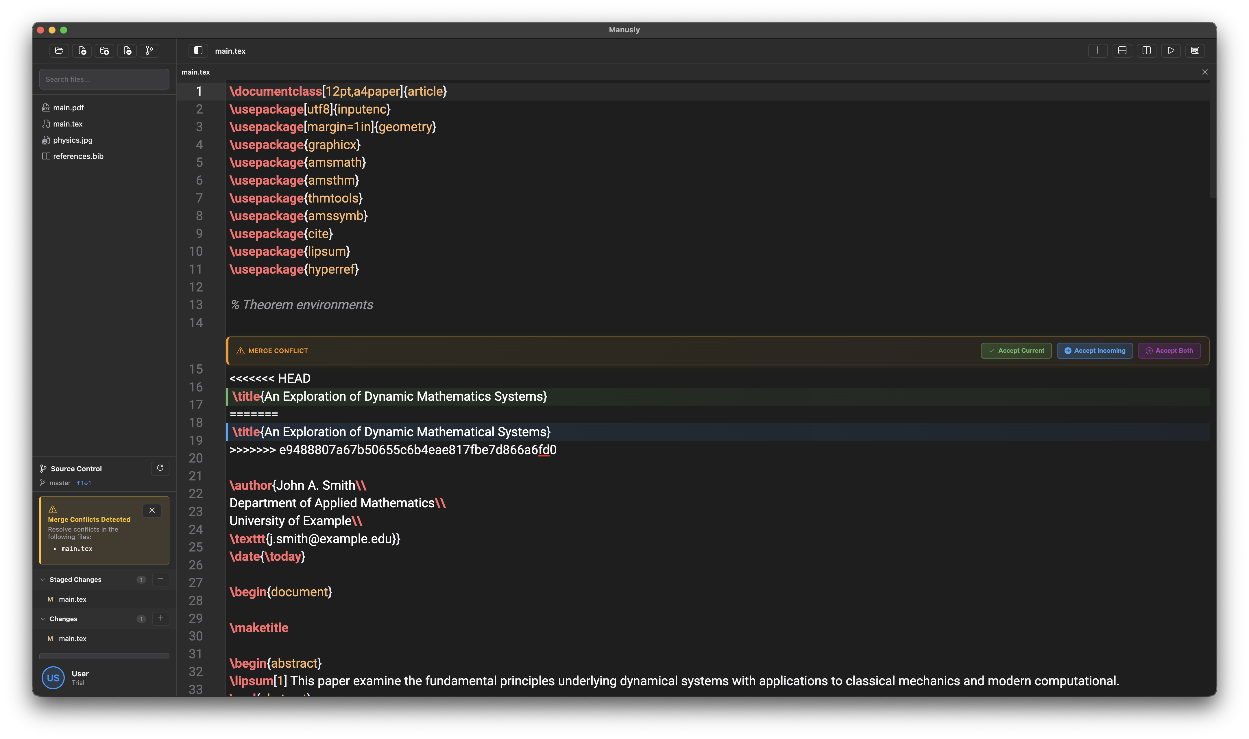 Git Conflict Resolution Preview
